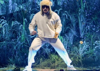 Bad Bunny performs onstage during Night One of Bad Bunny: "No Me Quiero Ir De Aqui" in San Juan, Puerto Rico, on July 11.