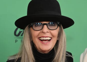 Diane Keaton smiles at a premiere in Los Angeles on Aug. 10, 2022.