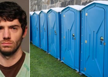 Tyler Pavlick of Des Moines, Iowa, is accused of hiding cameras in portable toilets similar to the ones pictured.