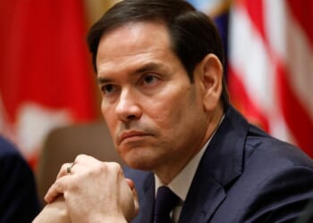 Secretary of State Marco Rubio looks on during a meeting with President Donald Trump and President of Argentina Javier Milei in the Cabinet Room at the White House in Washington, D.C., on Tuesday.