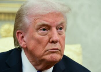 President Donald Trump looks on during a meeting with NATO Secretary General Mark Rutte in the Oval Office of the White House in Washington, D.C., on Wednesday.