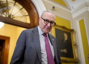 Senate Minority Leader Chuck Schumer, a Democrat from New York, arrives for a news conference following a weekly Democratic policy luncheon on Capitol Hill on Oct. 7, 2025, in Washington, D.C.