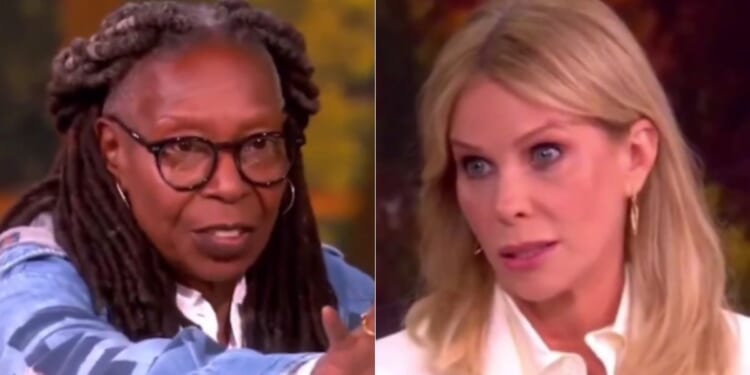 Tuesday on "The View," co-host Whoopi Goldberg, left, cut to a commercial break after Cheryl Hines, right, defended her husband - Health and Human Services Secretary Robert F. Kennedy Jr. - and used former President Barack Obama to make her point.