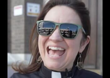 A progressive church painted its steps in the LGBT pride colors in defiance of a government push against using pride colors on publicly owned streets and sidewalks.