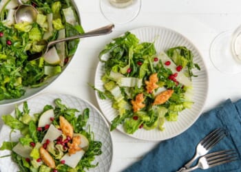 RECIPE: Pears, Parmesan and pomegranate seeds in this Thanksgiving salad with puff pastry croutons