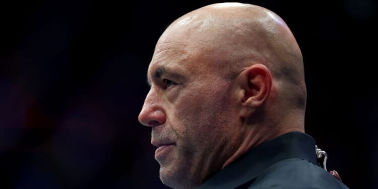 Joe Rogan looks on during UFC 316 at the Prudential Center on June 7, 2025, in Newark, New Jersey.