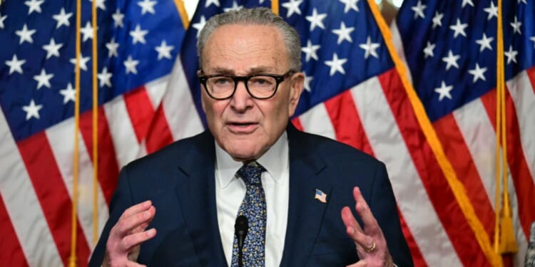 Senate Minority Leader Chuck Schumer, a Democrat from New York, speaks during a press conference at the U.S. Capitol in Washington, D.C., on Oct. 29, 2025.
