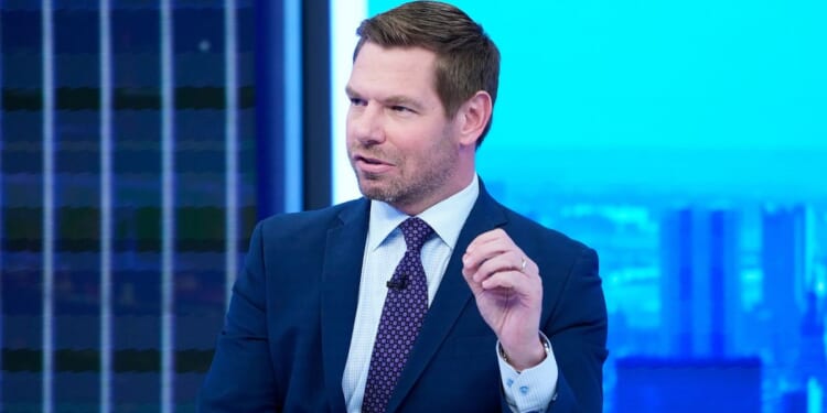 Rep. Eric Swalwell, a Democrat from California, visits "The Story With Martha MacCallum" at Fox News Channel Studios on July 22, 2024, in New York City.