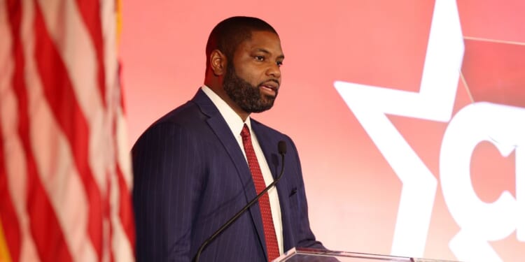 Byron Donalds speaks at Latino Wall Street CPAC Latino Conference 2025 at Seminole Hard Rock Hotel and Casino on June 28, 2025, in Hollywood, Florida.