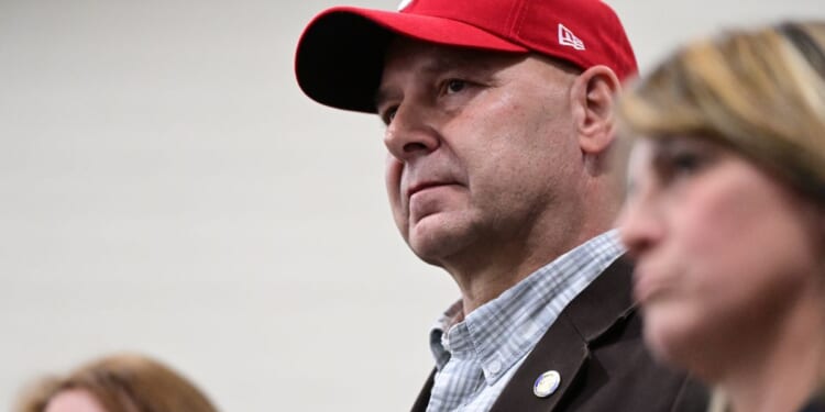 Then-Republican candidate for Pennsylvania governor Doug Mastriano addresses the media after a rally in Manheim, Pennsylvania, on Oct. 29, 2025.