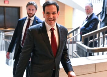 US Secretary of State Marco Rubio arrives to a briefing at the US Capitol in Washington, DC on Nov. 5, 2025.