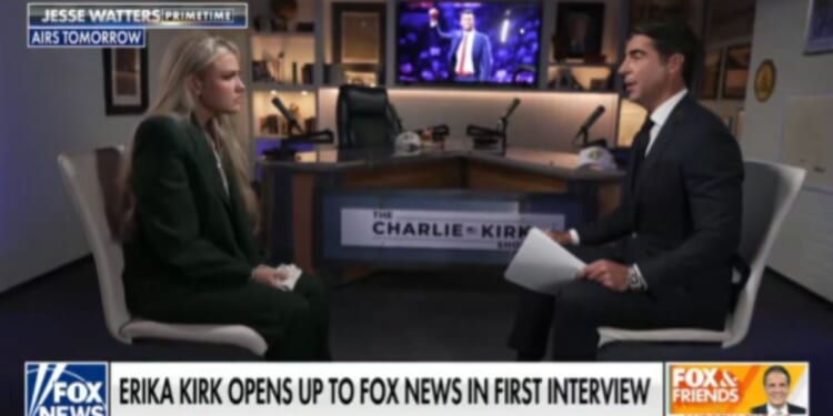 Erika Kirk is slated to have an interview with "Jesse Watters Primetime" release on Nov. 5, 2025.