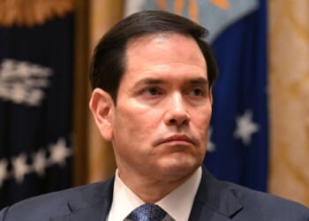 Secretary of State Marco Rubio attends a meeting with President Donald Trump and Prime Minister of Hungary Viktor Orban in the Cabinet Room of the White House on Nov. 7, 2025, in Washington, D.C.