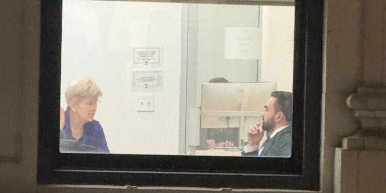 Massachusetts Sen. Elizabeth Warren was spotted talking to New York City Mayor-elect Zohran Mamdani in the slightly blurry photo on Nov. 13, 2025.