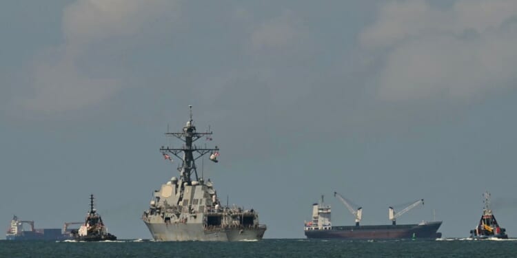 The USS Gravely, a U.S. Navy warship, departs the Port of Spain on Oct. 30, 2025. The US warship arrived in Trinidad and Tobago on Oct. 26, 2025, for joint exercises near the coast of Venezuela.
