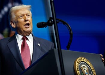 President Donald Trump delivers remarks during the America Business Forum at the Kaseya Center on Nov. 5, 2025, in Miami, Florida.