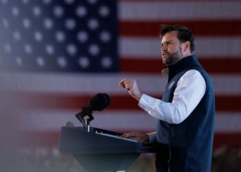 Vice President JD Vance delivers a speech to members of the US military at Fort Campbell, Kentucky on Nov. 26, 2025.