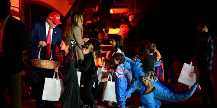 President Donald Trump and First Lady Melania Trump host a Halloween event at the White House in Washington, DC, on Oct. 30, 2025.