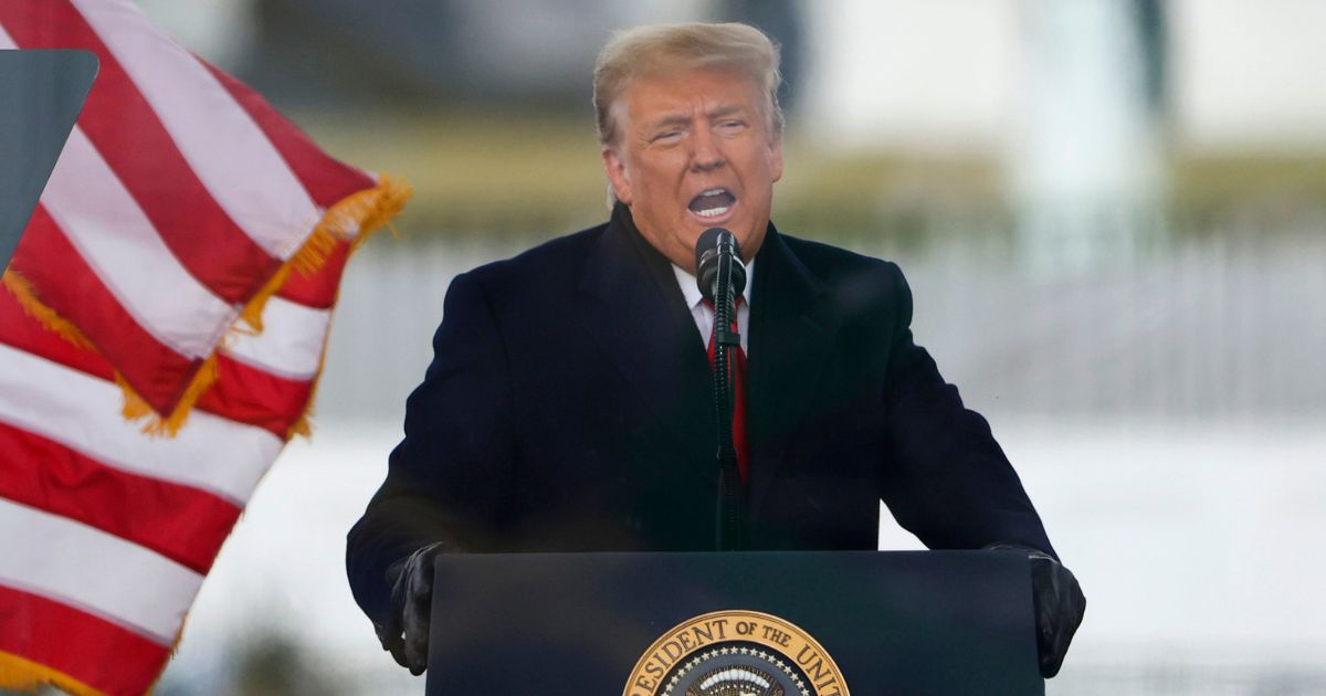 President Donald Trump speaks at the "Stop The Steal" Rally on Jan. 6, 2021 in Washington, D.C. A new report claims the BBC deceptively edited Trump's speech to make it sound as if he was calling for violence.
