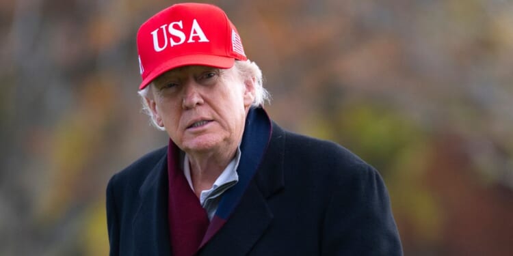 President Donald Trump arrives on the South Lawn of the White House on Nov. 22, 2025, in Washington, D.C.