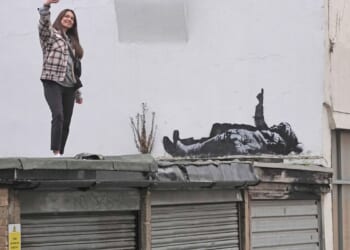 Banksy unveils new art in London following speculation over murals depicting stargazing figures