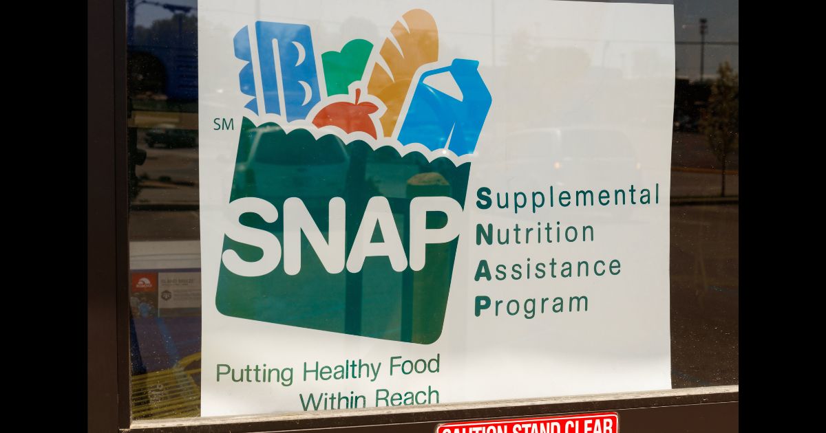 A sign at a retailer for SNAP, the Supplemental Nutrition Assistance Program.