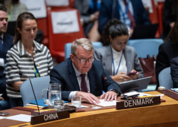 Denmark's Foreign Minister Lars Locke speaks at a Security Council meeting at the United Nations headquarters on Sept. 23, 2025.