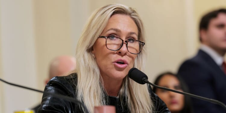Rep. Marjorie Taylor Greene speaks during a hearing with the House Committee on Homeland Security in the Cannon House Office Building on Dec. 11, 2025, in Washington, D.C.