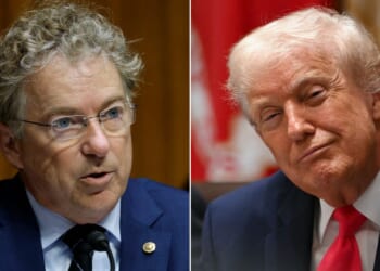 GOP Sen. Rand Paul of Kentucky, left, invited President Donald Trump to partner on a health insurance program.