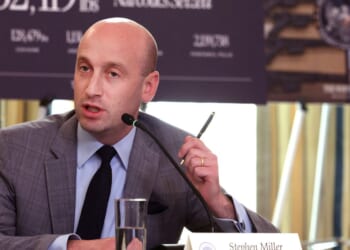 US Homeland Security Advisor and White House Deputy Chief of Staff Stephen Miller delivers remarks at the president's Homeland Security Task Force in the State Dining Room of the White House on Oct. 23, 2025 in Washington, DC.