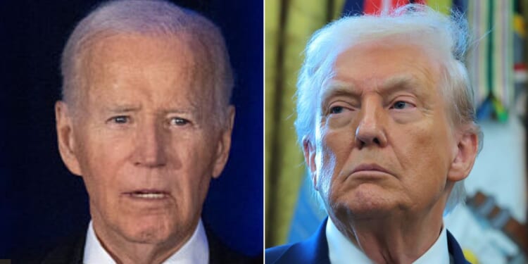 Former President Joe Biden, left, contacted the National Archives in an effort to claim executive privilege over certain documents, but the Trump administration reportedly turned down the request Tuesday.