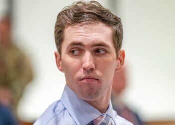 Tyler Robinson, accused of fatally shooting Charlie Kirk, appears during a hearing in Fourth District Court on Dec. 11 in Provo, Utah.