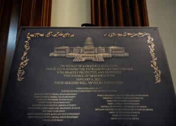 This Jan. 6, 2021, plaque was made to honor law enforcement. It's nowhere to be found at the Capitol