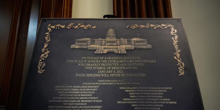 This Jan. 6, 2021, plaque was made to honor law enforcement. It's nowhere to be found at the Capitol