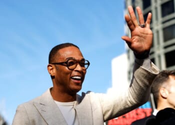 Journalist Don Lemon waves outside federal court on Jan. 30, 2026, in Los Angeles, California.