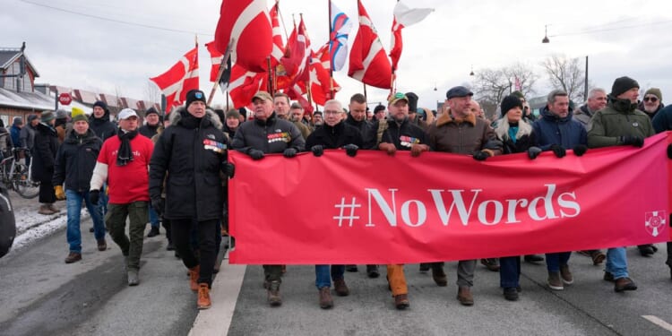 Hundreds of Danish veterans stage protest outside U.S. Embassy in Copenhagen