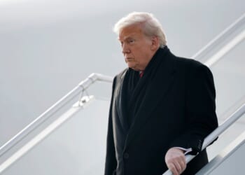 President Donald Trump disembarks Air Force One as he arrives at Zurich Airport before attending the World Economic Forum in Davos, on Jan. 21, 2026, in Zurich, Switzerland.
