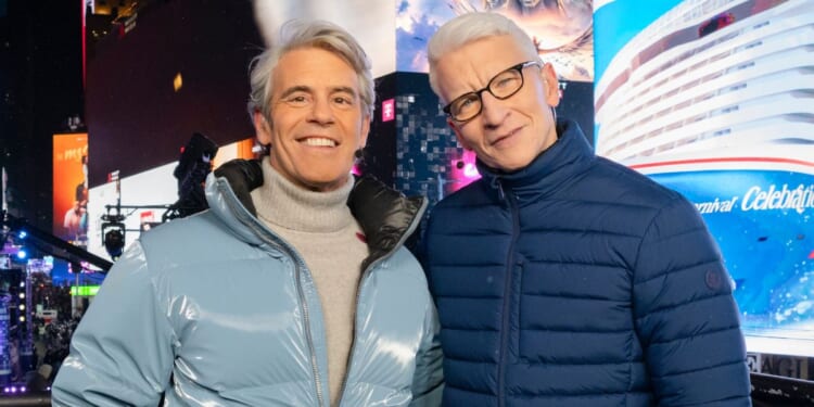 Andy Cohen and Anderson Cooper host CNN's "New Year's Eve Live" in Times Square on Dec. 31, 2025, in New York City.