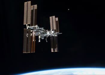The International Space Station is seen from the space shuttle Atlantis in a file photo dated July 19, 2011, after it left the orbiting complex.