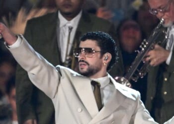 Puerto Rican rapper Benito Antonio Martínez Ocasio, who goes by the stage name Bad Bunny, performs on stage at his Dec. 10 show in Mexico City.