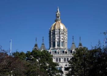 The Connecticut State Capitol is located north of Capitol Avenue and south of Bushnell Park in Hartford, Connecticut.