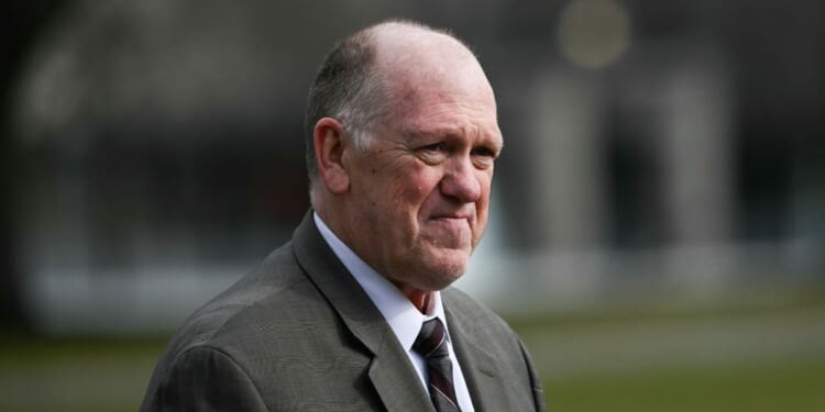 White House "Border Czar" Tom Homan speaks to the press outside the West Wing of the White House in Washington, D.C., on Jan. 14, 2026.