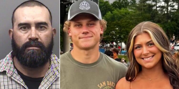 Juan Alvarado Aguilar, left, has been charged in the deaths of 20-year-old Fletcher Harris and 19-year-old Skylar Nichole Provenza after he allegedly crossed the center line while driving a truck and hit the young couple head-on.
