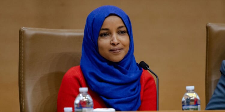 Rep. Ilhan Omar attends a field hearing at the Minnesota Senate Building on Jan. 16, 2026, in St Paul, Minnesota.