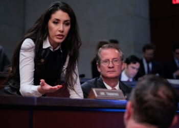 Rep. Anna Paulina Luna and Rep. Tim Burchett prepare to hear testimony about fraud investigations in Minnesota during a hearing of the House Oversight and Government Reform Committee at the U.S. Capitol on Jan. 7, 2026, in Washington, D.C.