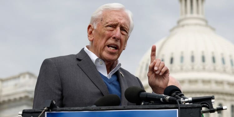 Rep. Steny Hoyer, a Maryland Democrat, speaks outside the U.S. Capitol in a file photo from March 28. Hoyer, 86, the third-longest serving Democrat in the House, has announced he will not run for re-election.