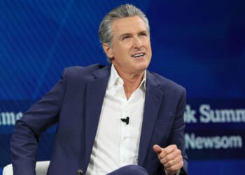 California Gov. Gavin Newsom speaks during the 2025 New York Times Dealbook Summit at Jazz at Lincoln Center in New York City on Dec. 3, 2025.