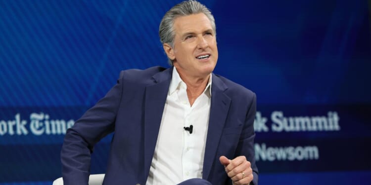California Gov. Gavin Newsom speaks during the 2025 New York Times Dealbook Summit at Jazz at Lincoln Center in New York City on Dec. 3, 2025.