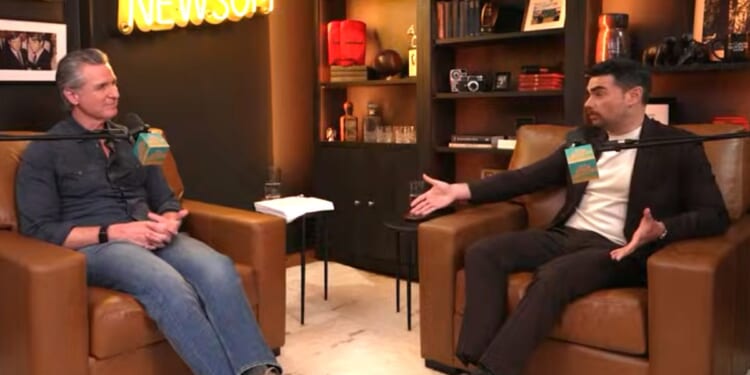 Ben Shapiro, right, called out California Gov. Gavin Newsom for a social media post Newsom's team put out.