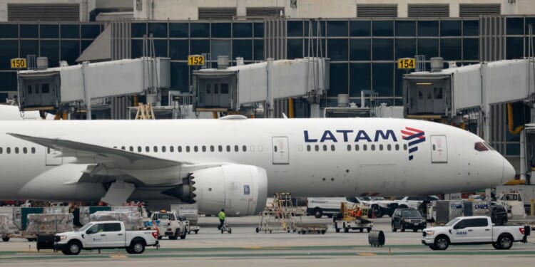 A LATAM Airlines Boeing 787 Dreamliner airplane taxis at Los Angeles International Airport on Jan. 2, 2025, in Los Angeles, California.